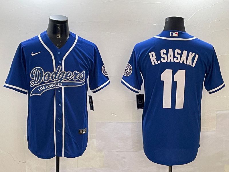 Men Los Angeles Dodgers 11 R.Sasaki Blue Jointly Name Game 2025 Nike MLB Jersey style 1